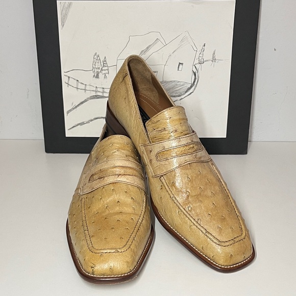 Mezlan Other - Mezlan Platinum Ostrich Quill Penny Loafers Men’s Size US 10.5 M